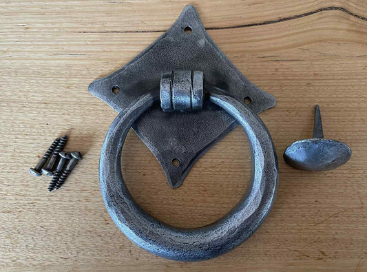 PEWTER HAND FORGED RING DOOR KNOCKER
